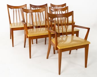 Mid Century Walnut Dining Chairs - Set of 6 - mcm