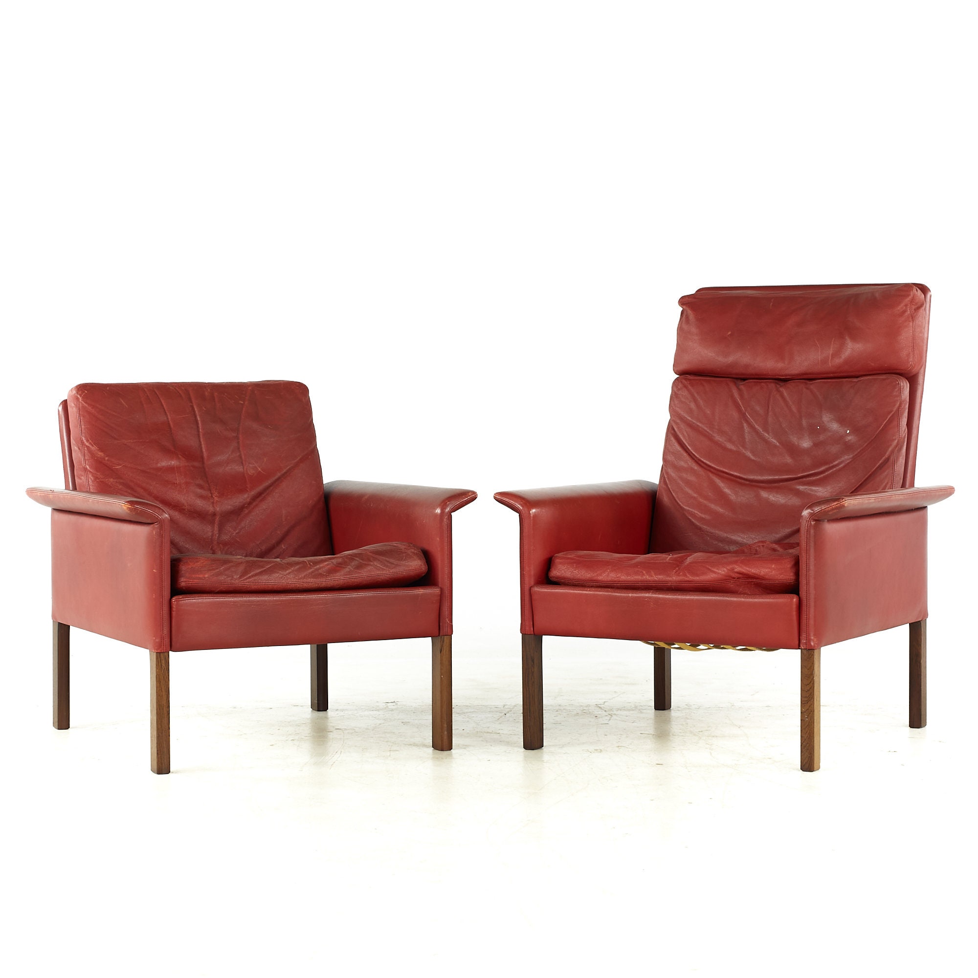 Hans Olsen Mid Century Danish Rosewood and Red Leather Chairs Pair Mcm Etsy Canada
