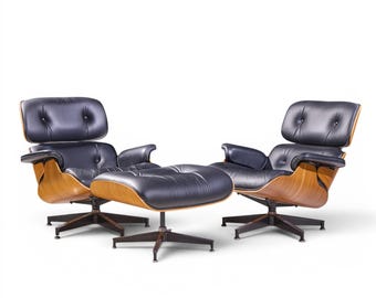 Charles & Ray Eames for Herman Miller Walnut Lounge Chairs - Pair with Ottoman - mcm