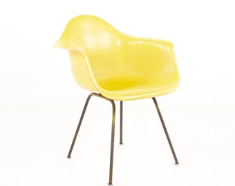 Eames For Herman Miller Mid Century Yellow Fiberglass Shell Chair - mcm