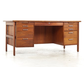 Standard Mid Century Walnut Executive Desk - mcm