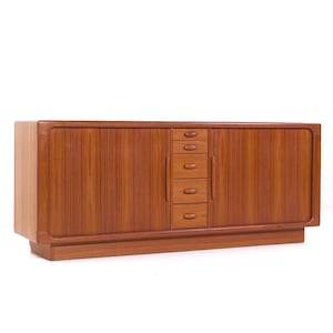 Dyrlund Mid Century Danish Teak Tambour Door Credenza - mcm