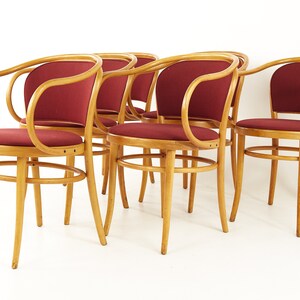 Le Corbusier For Thonet Mid Century Bentwood Dining Chairs Set of 6 mcm image 3