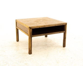 McGuire Mid Century Bamboo & Burled Laminate Side End Table - mcm