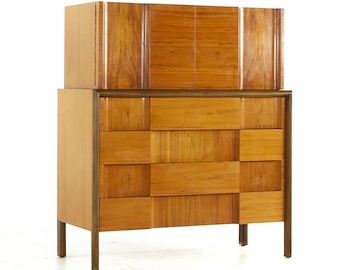 Edmond Spence Mid Century Swedish Walnut Highboy Dresser - mcm