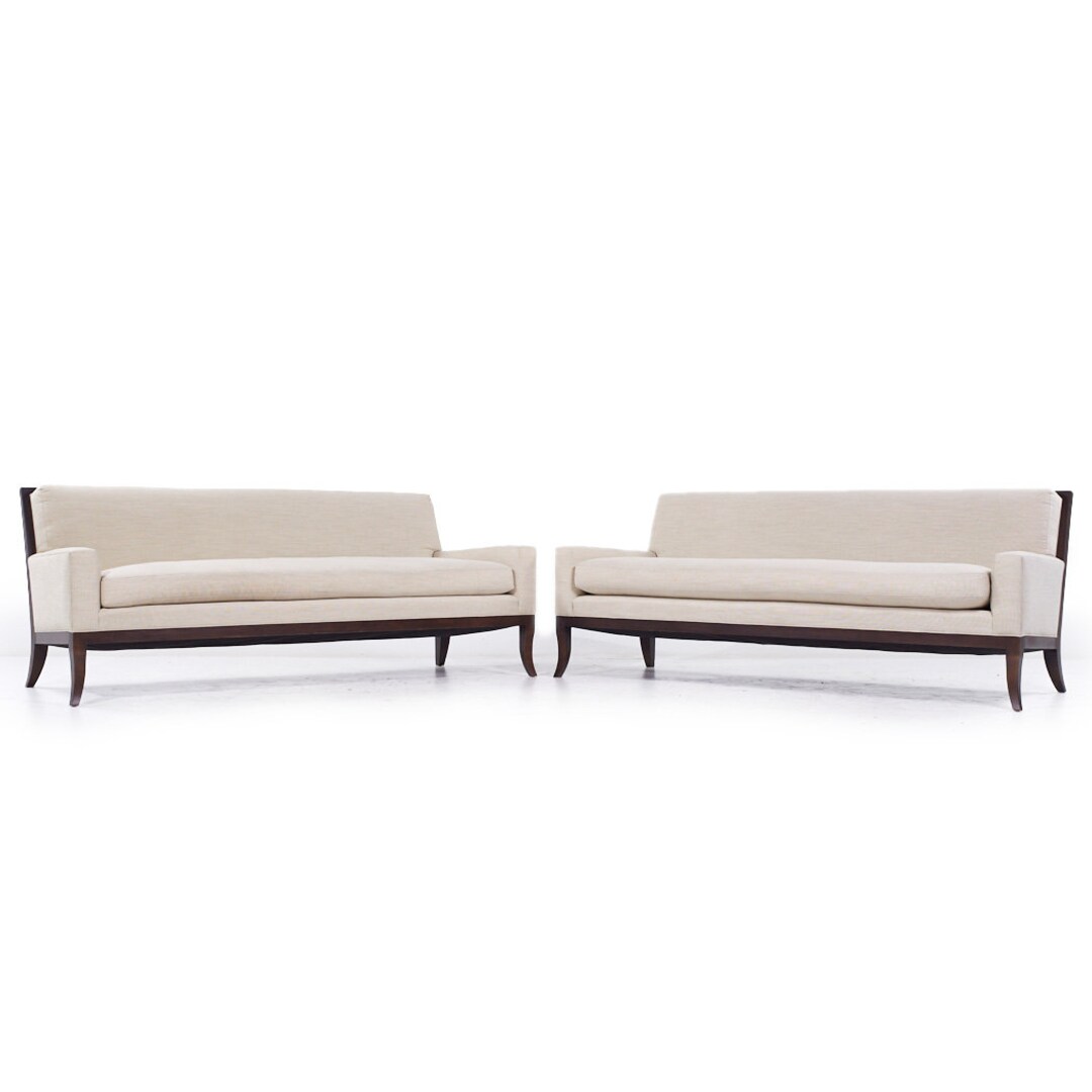 Hickory Chair Curtis Sofa in Robert Scott Ivory Fabric Pair