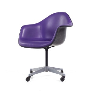 Eames for Herman Miller Mid Century Purple Padded Fiberglass Swivel Office Chair mcm image 3