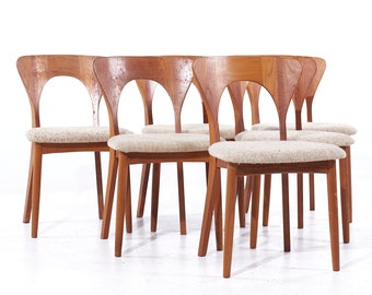 Niels Koefoed Hornslet Mid Century Danish Teak Peter Dining Chairs - Set of 6 - mcm