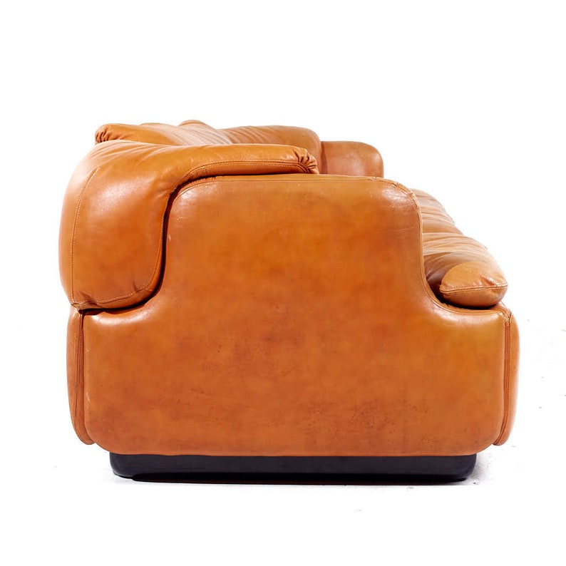 Alberto Roselli for Saporiti Confidential Mid Century Italian Leather Sofa mcm image 4