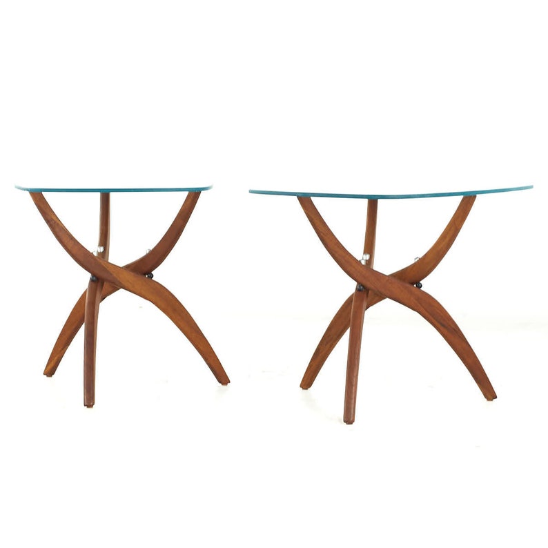 Forest Wilson Mid Century Walnut Side Tables Pair mcm image 3