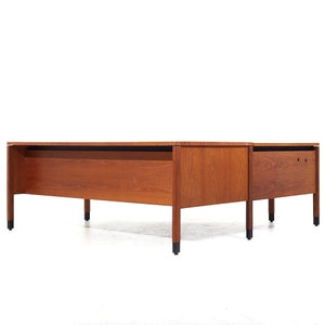 Jens Risom Mid Century Walnut Corner Desk mcm image 8