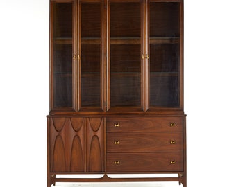Broyhill Brasilia Mid Century Walnut and Brass Offset Buffet - Etsy
