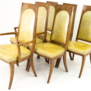 Mastercraft Mid Century Burlwood Dining Chairs Set of 6 mcm image 3