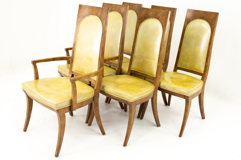 Mastercraft Mid Century Burlwood Dining Chairs Set of 6 mcm image 3