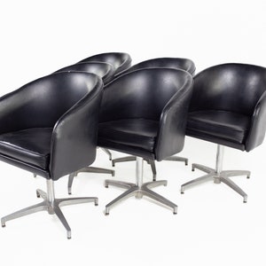 Overman Style Mid Century Black Vinyl Pod Occasional Lounge Chair Set of 6 mcm image 3