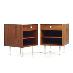 George Nelson for Herman Miller Mid Century Rosewood Thin Edge Nightstands Pair mcm image 2