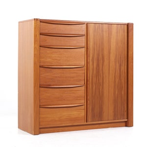 Dyrlund Mid Century Teak Tambour Door Armoire - mcm