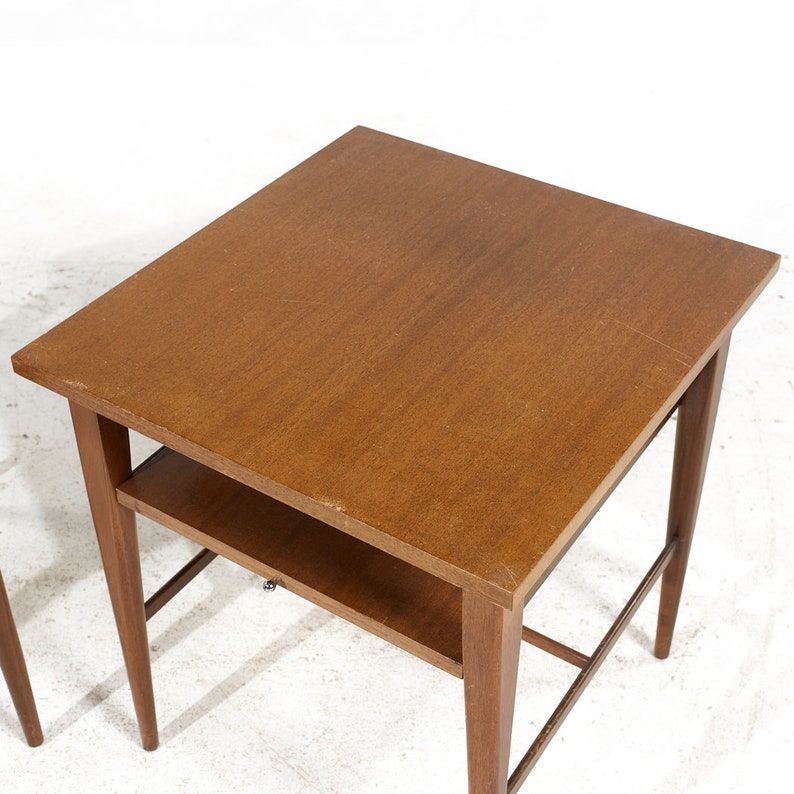 Paul McCobb for Calvin Mid Century Side Table Nightstands Pair mcm image 8