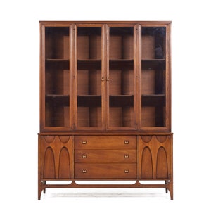 Broyhill Brasilia Mid Century Walnut Credenza and Hutch mcm image 1