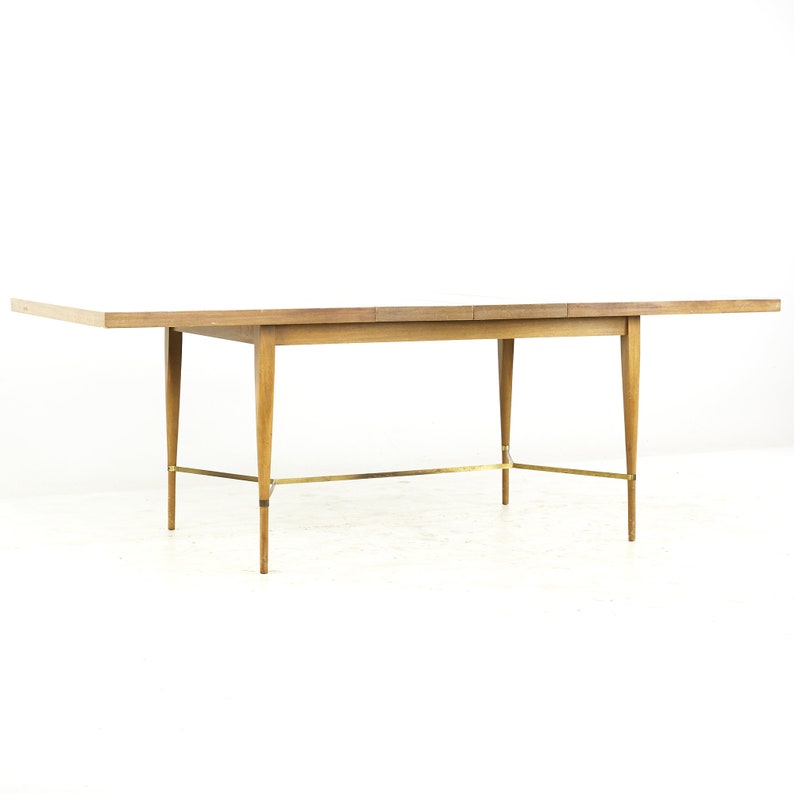Paul McCobb for Calvin Mid Century Brass and Mahogany Dining Table with Leaves mcm image 9