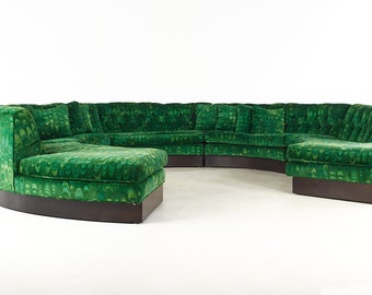 Erwin Lambeth Mid Century Circular Sectional Pit Sofa with Original Jack Lenor Larsen Fabric - mcm