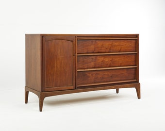 Lane Rhythm Mid Century Reversible Door Walnut and Cane Buffet - mcm