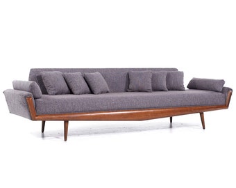 Adrian Pearsall for Craft Associates 2000-S Mid Century Walnut Gondola Sofa - mcm