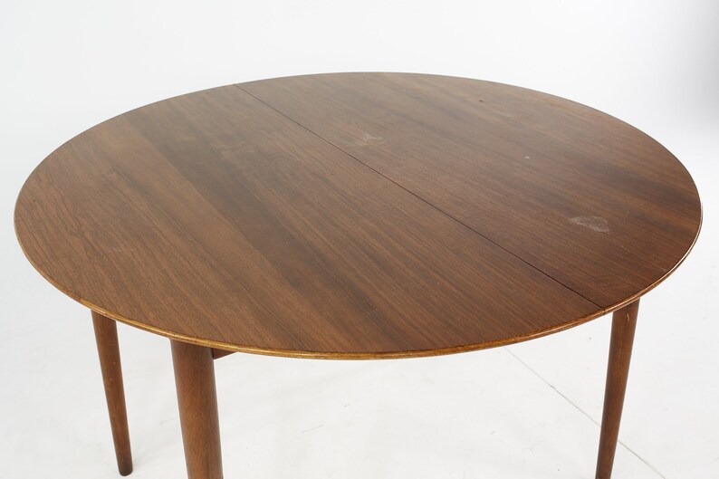 Kurt Ostervig Mid Century Teak Expanding Round Dining Table mcm image 5