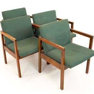 Mid Century Walnut Armchairs Set of 4 mcm image 1