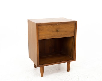Glenn of California Style Mid Century Single Drawer Walnut Nightstand - mcm