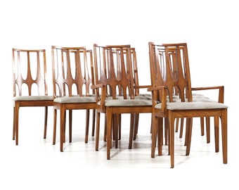 Broyhill Brasilia Mid Century Walnut Dining Chairs - Set of 10 - mcm