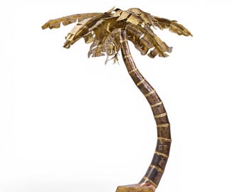 Henri Fernandez Brutalist Grande Palma Brass Palm Tree Sculpture Lamp - mcm