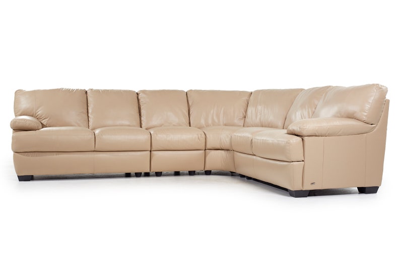 Natuzzi Mid Century Leather Sectional Sofa mcm image 3