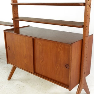 Erik Buch Mid Century 3 Bay Teak Freestanding Wall Unit mcm image 7