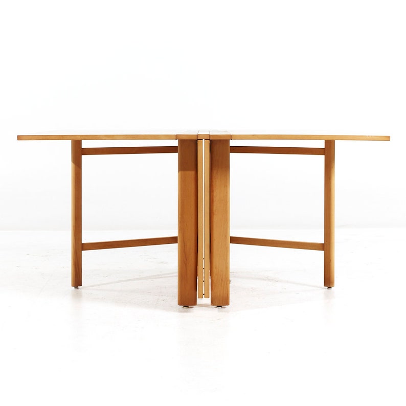 Dux Mid Century Maria Swedish Elm Beech and Brass Expanding Dining Table mcm image 2
