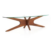 Adrian Pearsall Mid Century Jacks Walnut and Glass Coffee Table - mcm