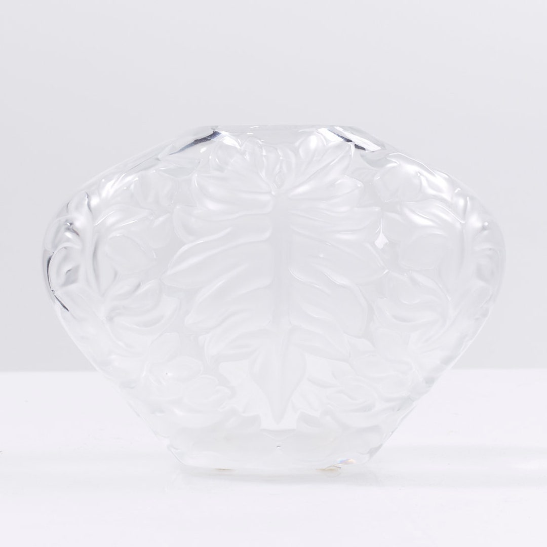 Lalique France Mahe Clair Palm Leaf Vase - Etsy