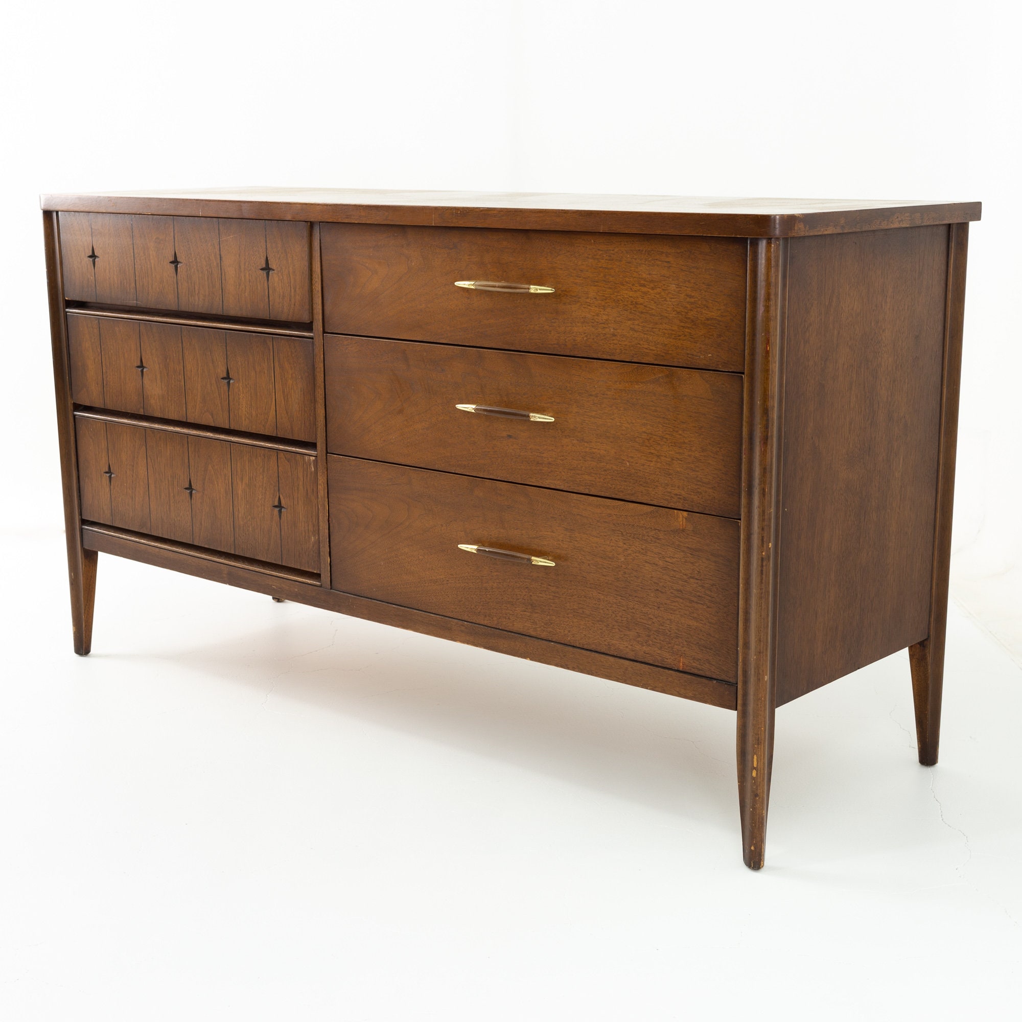 Buy Broyhill Premier Saga Mid Century Walnut 6 Drawer Lowboy Dresser Mcm  Online in India 