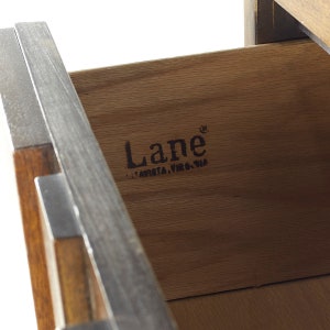 Lane Staccato Walnut Mid Century 5 Drawer Highboy Dresser mcm image 7