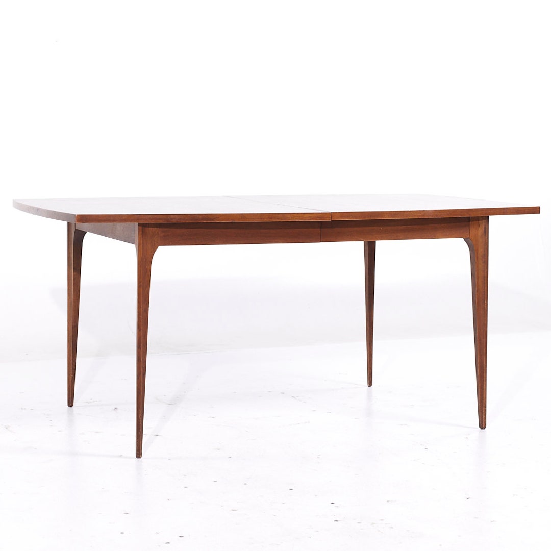 Broyhill Brasilia Mid Century Walnut Expanding Dining Table With 2 ...