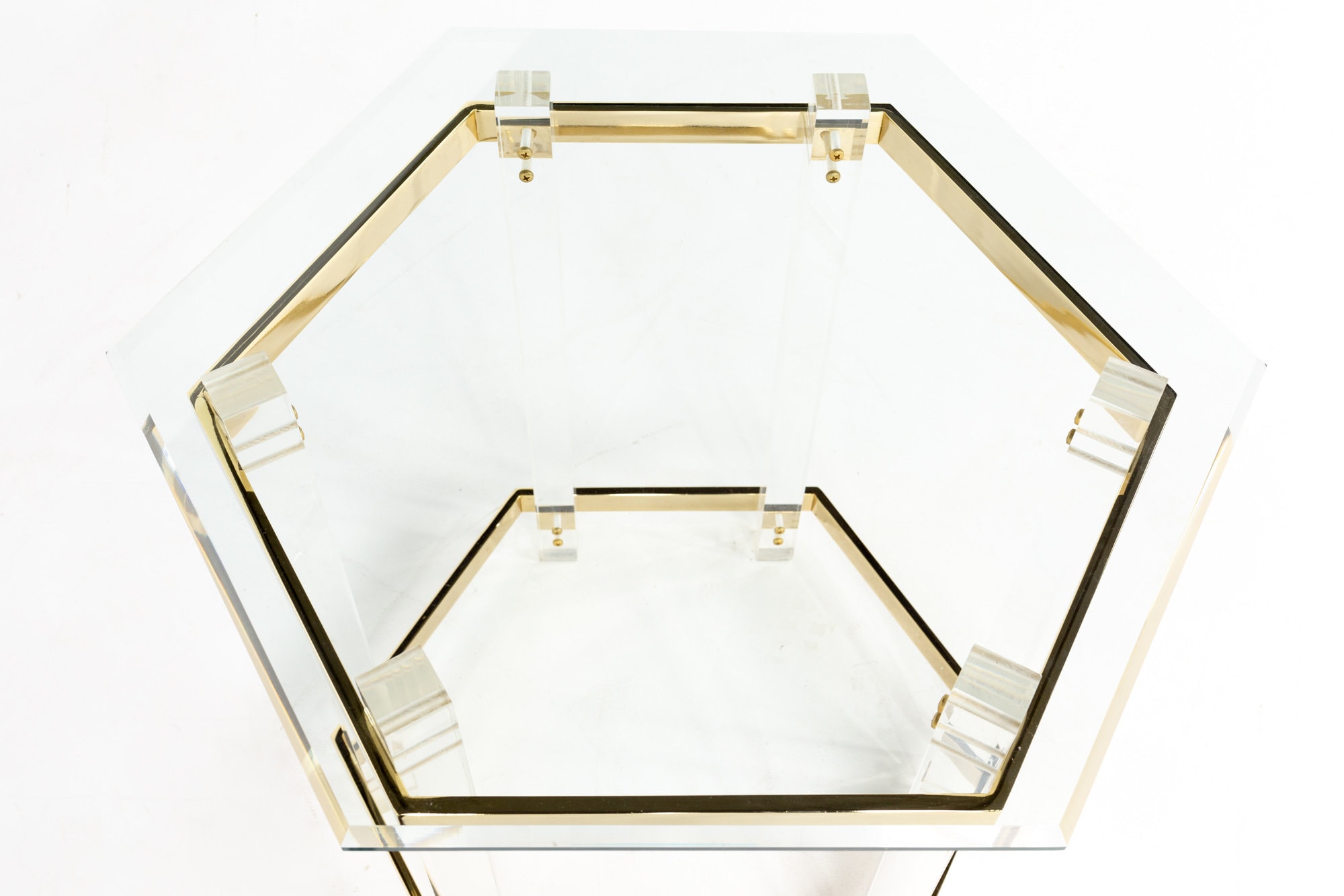 Charles Hollis Jones ルーサイト Zシェイプ サイドテーブル Charles Hollis Jones Brass and Lucite Octagonal Side Table - Etsy