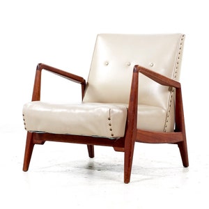 Jens Risom Mid Century Model U430 Walnut Lounge Chair mcm image 3