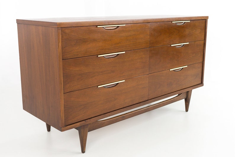 Kent Coffey Tableau Mid Century Walnut 6 Drawer Lowboy Dresser Etsy