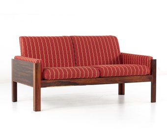 Arne Norell Style Mid Century Danois Rosewood Settee Loveseat Canapé - mcm