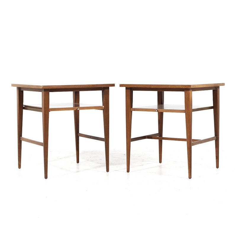 Paul McCobb for Calvin Mid Century Side Table Nightstands Pair mcm image 1