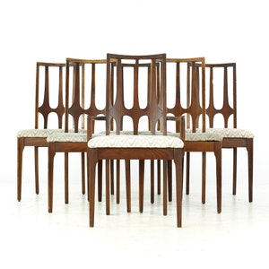 Broyhill Brasilia Mid Century Walnut Dining Chairs Set of 6 mcm 画像 2