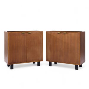 George Nelson for Herman Miller Mid Century Basic Series Walnut Two Door Cabinet - Pair - mcm
