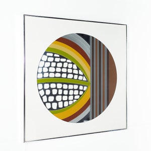 Greg Copeland Mid Century Abstract Circular Framed Mirror Wall Art mcm image 1