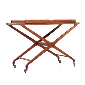 Tomlinson Sophisticate Mid Century Walnut Expanding Bar Cart mcm image 1