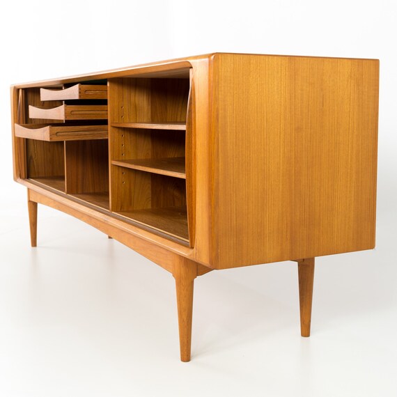 Stow Davis Mid Century Extra Long Walnut Tambour Door Sideboard